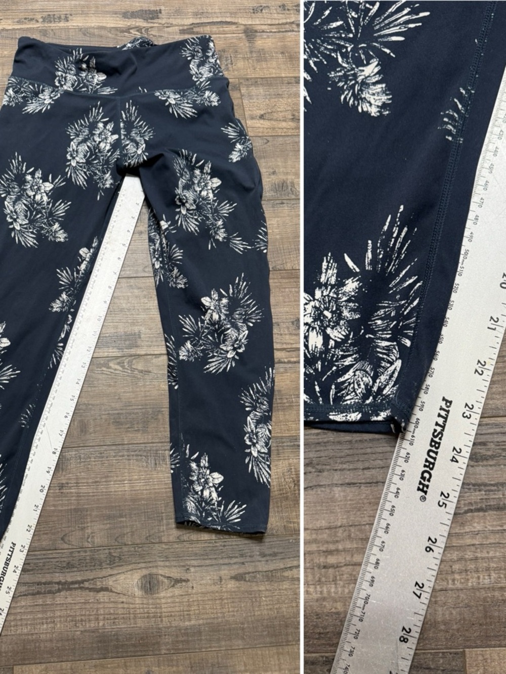Vuori Navy Leggings with White Floral Print Women's Size Large Athletic - Picture 8 of 10
